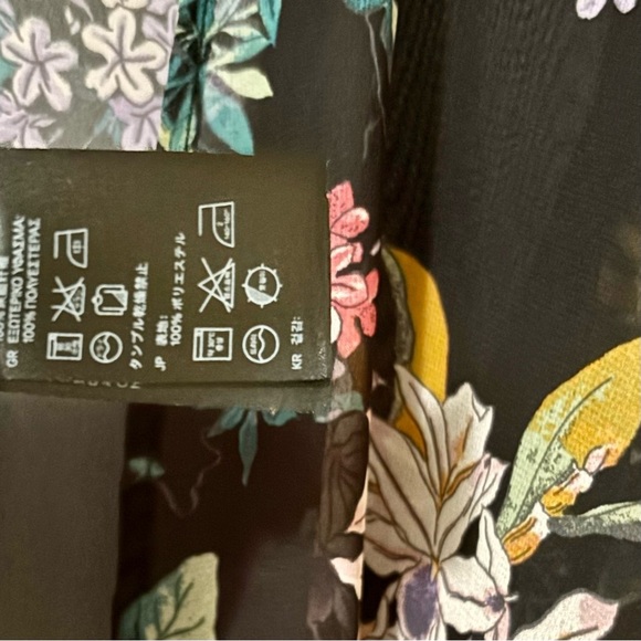 Divided| H&M| Pretty Floral on Black Multicolour Sheer Kimono Wrap Sz S - Picture 6 of 7